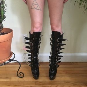 Pleasers buckle boots.